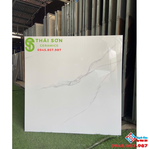 Gạch lát nền 100x100 tasa màu trắng vân mây bóng kiếng