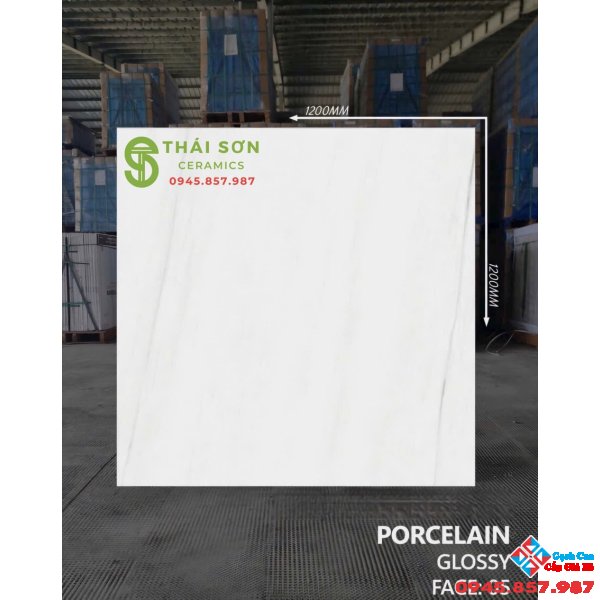 Gạch màu trắng vân mây ốp tường 120x120 bóng kiếng ấn độ