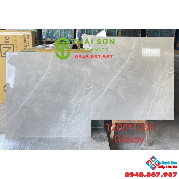 Gạch lát nền 120x120 ấn độ lát nền màu xám vân trắng