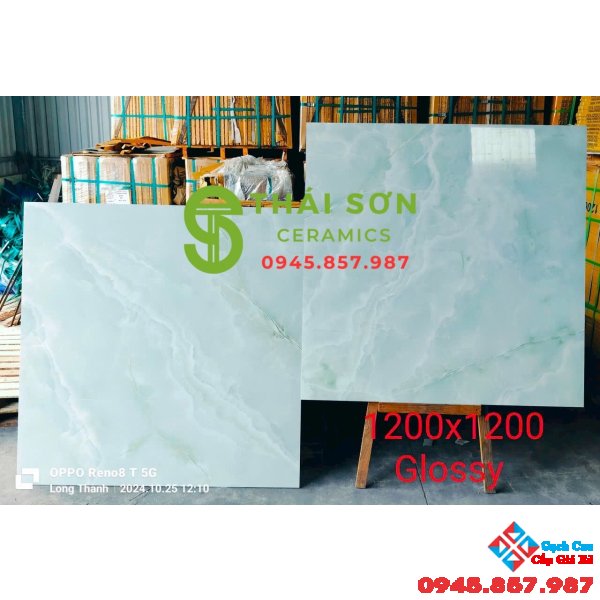 Gạch lát nền 120x120 ấn độ lát nền màu xanh bóng kiếng