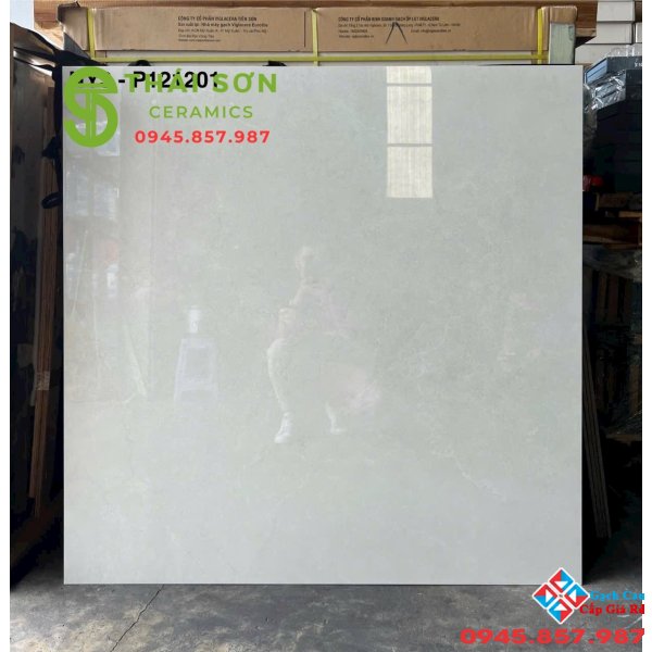 Gạch lát nền 120x120 Viglacera bóng kiếng màu xám nhẹ