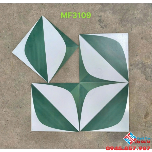 Gạch lát nền 30x30 trung quốc họa tiết trắng xanh