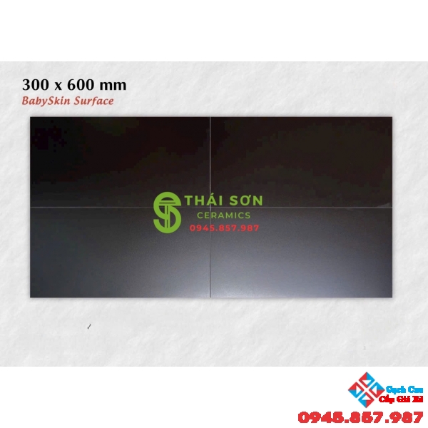 Gạch ốp tường 30x60 apodio màu đen trơn babyskin 