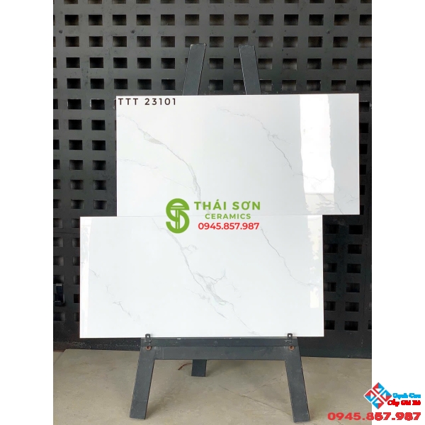 Gạch ốp tường 30x60 bóng kiếng trắng vân mây