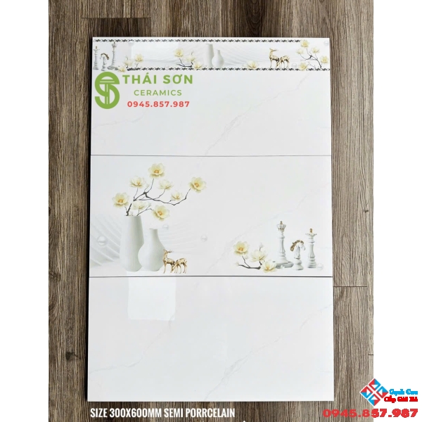 Gạch ốp tường cmc 30x60 bóng kiếng màu trắng vân mây