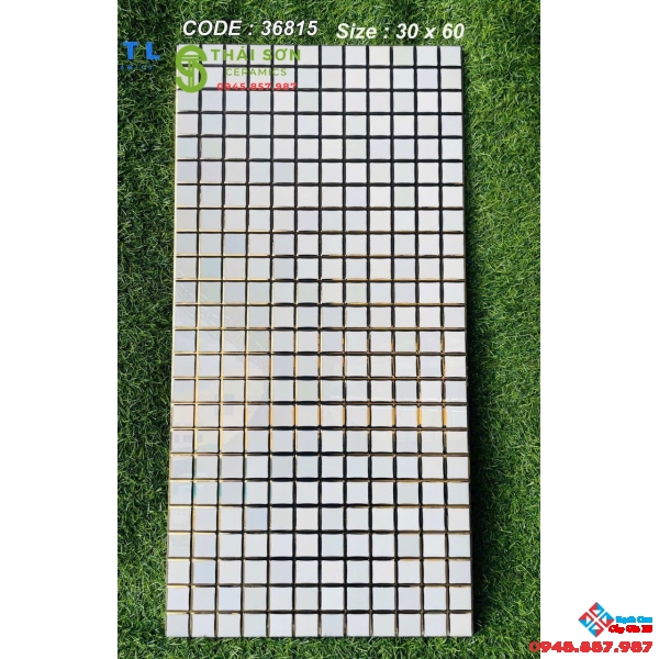 Gạch mosai 30x60 trung quốc men bóng khắc kim vàng