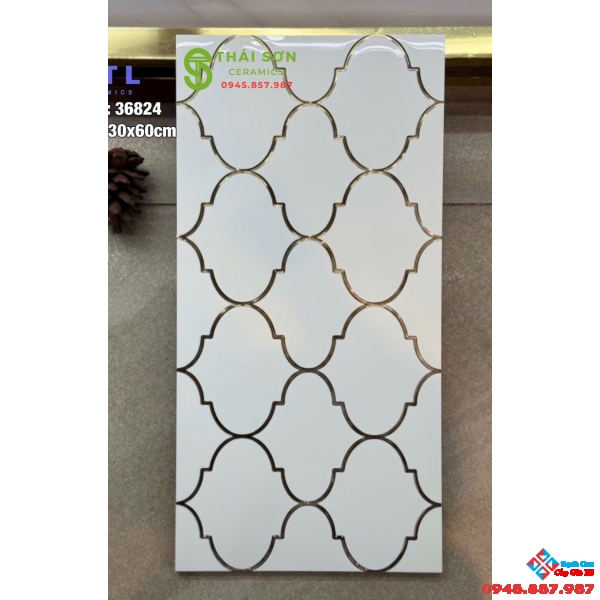 Gạch trang trí nhũ vàng 30x60 men bóng nhập khẩu