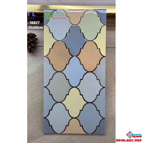 Gạch trang trí trung quốc 30x60 men bóng nhũ vàng đẹp