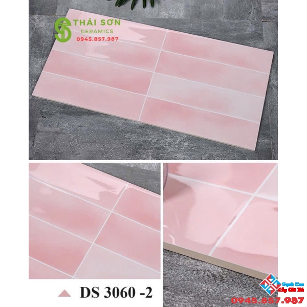 Gạch trang trí men bóng 30x60 màu hồng nhập khẩu