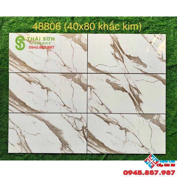 Gạch dán tường khắc kim nhập khẩu 40x80 siêu bóng đẹp