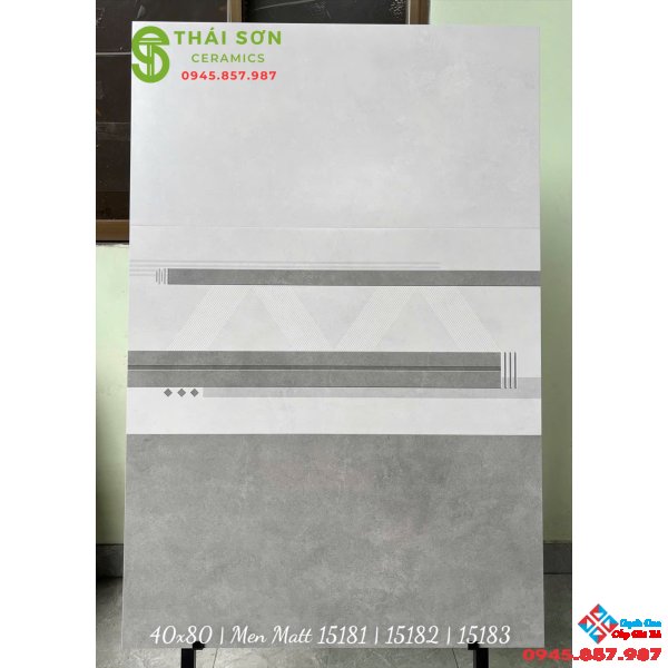 Gạch men mờ vitto 40x80 ốp tường màu xám vân xi măng