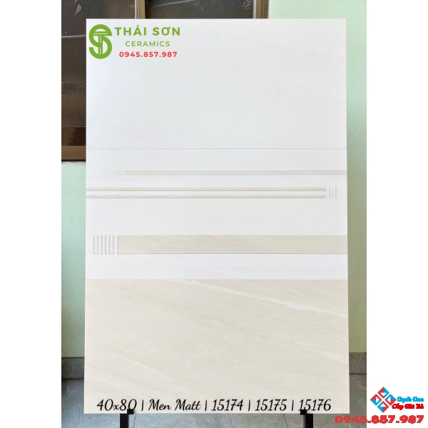 Gạch men mờ vitto 40x80 ốp tường màu vàng kem