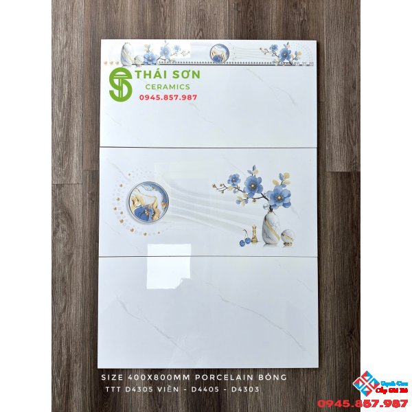 Gạch takao ốp tường 40x80 bóng kiếng vân trắng mây