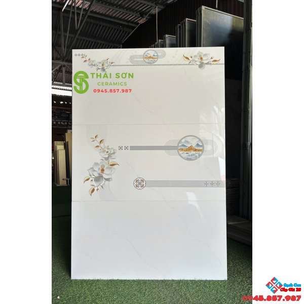 Gạch vitto hoàn mỹ 40x80 ốp tường bóng kiếng trắng vân mây
