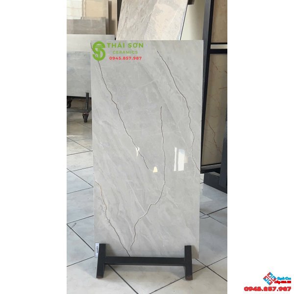 Gạch ốp tường 40x80 trung quốc khắc kim vân đá chìm màu trắng xám