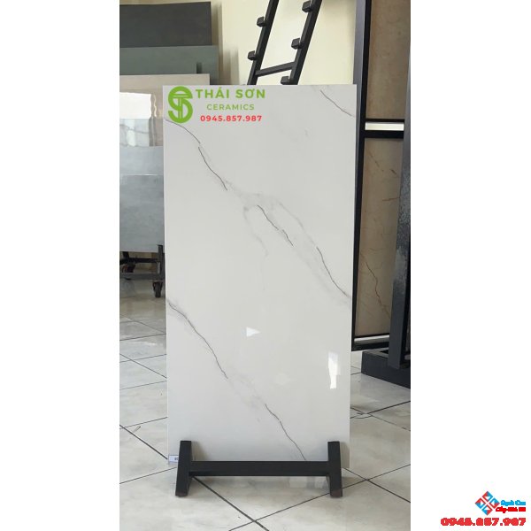 Gạch ốp tường 40x80 trung quốc khắc kim màu trắng