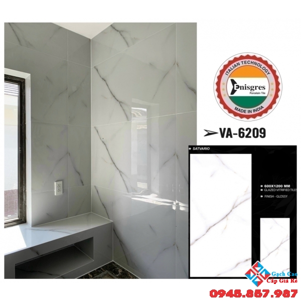 Gạch ốp lát khổ lớn 600x1200 trắng sứ vân đá