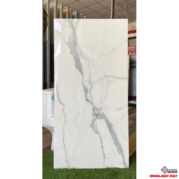 Gạch lát nền ấn độ 60x120 trắng vân xám