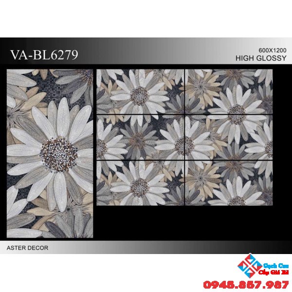Gạch ốp lát 600x1200 bông hoa trang trí sang chảnh