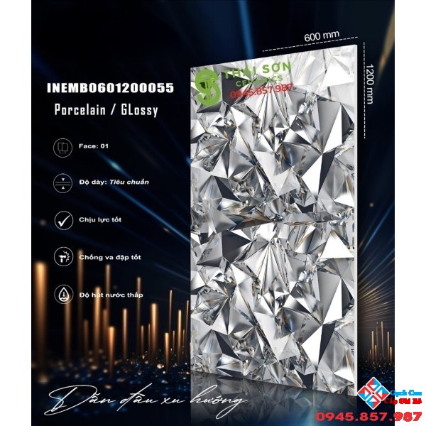 Gạch bóng kiếng ấn độ ốp tường phòng khách 60x120 cao cấp