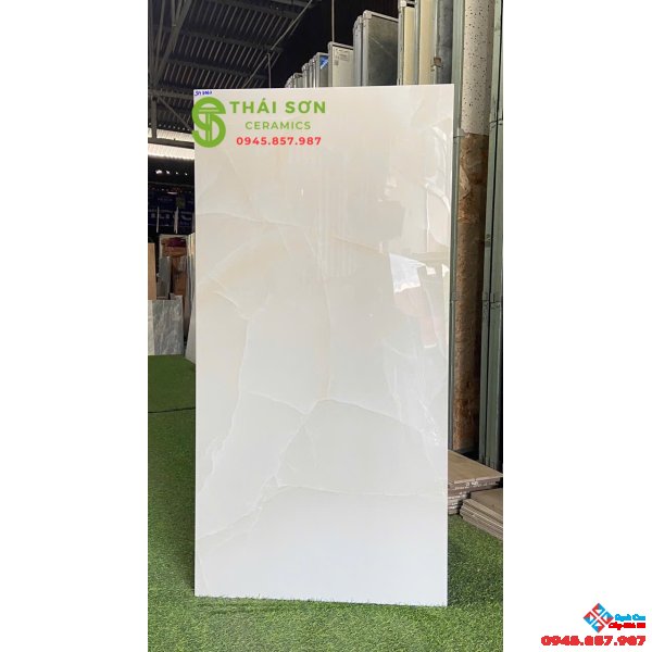 Gạch lát nền nhà phố vân đá vàng 60x120 bóng kiếng ấn độ