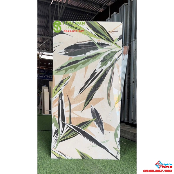 Gạch apodio siêu bóng 60x120 ốp trang trí họa tiết tán lá