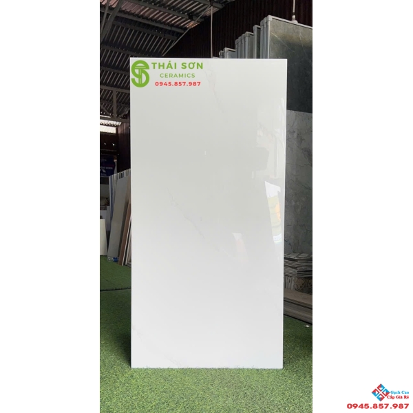 Gạch apodio siêu bóng 60x120 lát nền màu trắng mây nhẹ