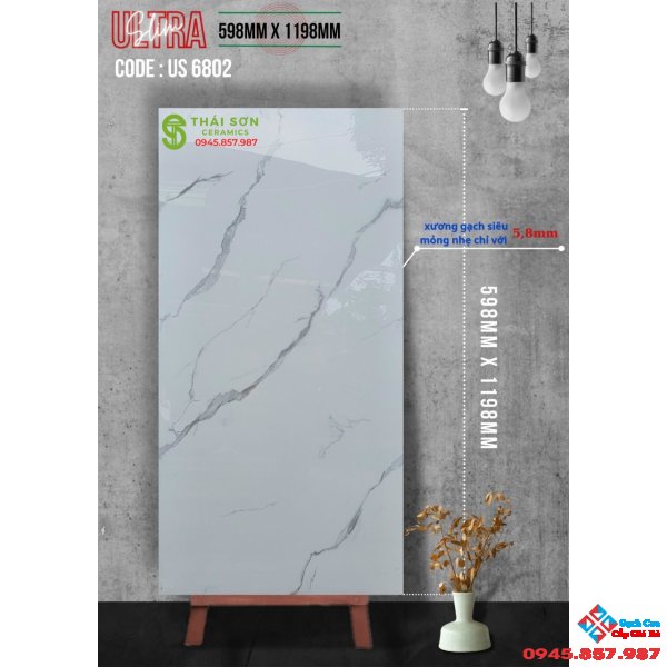 Gạch siêu bóng kính 60x120 trắng mây cao cấp
