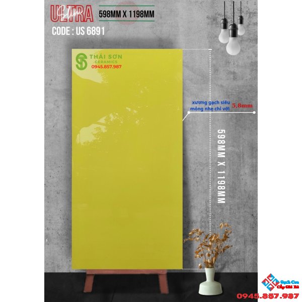 Gạch đơn sắc vàng trơ 60x120 siêu mỏng