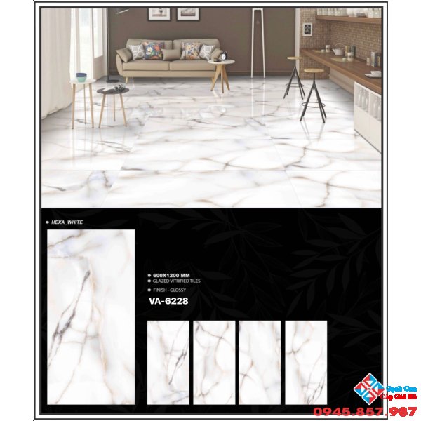 Gạch bóng kính cao cấp 60x120 ấn độ trắng sứ vân vàng