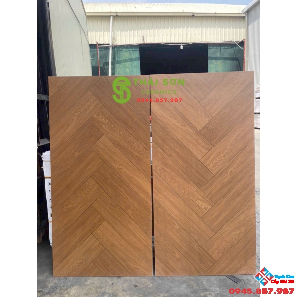 Gạch lát nền xương cá 60x120 vân gỗ đỏ