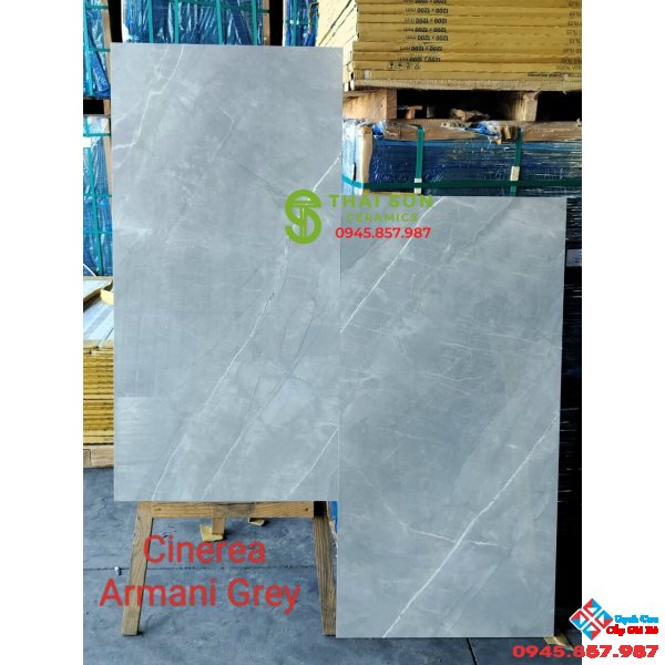 Gạch ấn độ 60x120 vân đá bóng kiếng Armani Grey