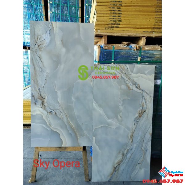 Gạch lát nền 60x120 ấn độ bóng kiếng SKy Opera