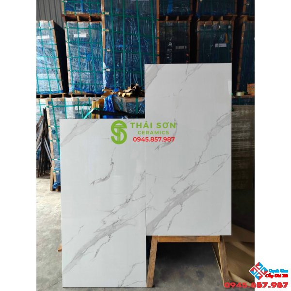 Gạch lát nền 60x120 ấn độ bóng kiếng vân trắng mây