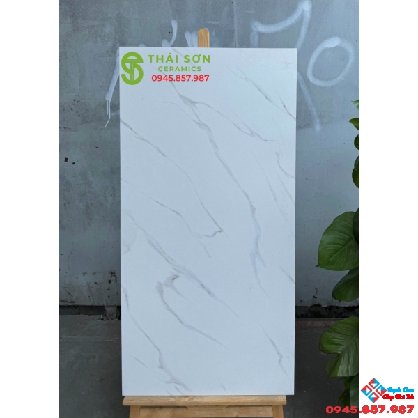 Gạch mờ hiệu ứng caving 60x120 trắng vân mây