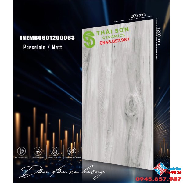 Gạch ốp lát vân gỗ xám 60x120 matt mờ ấn độ