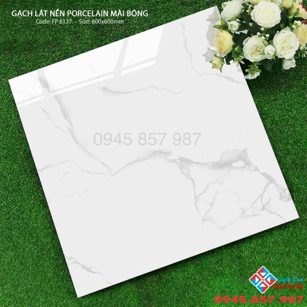 Gạch lát sàn nhà đẹp 60x60 trắng mây bóng kiếng