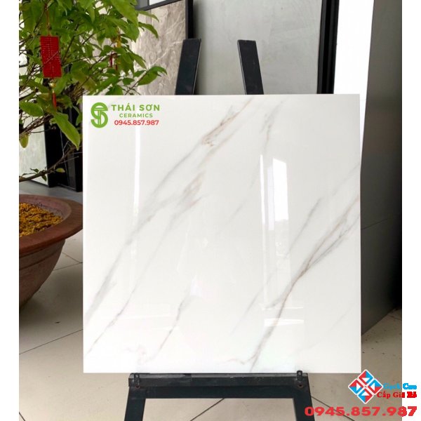 Gạch bóng kính toàn phần 60x60 trắng vân mây