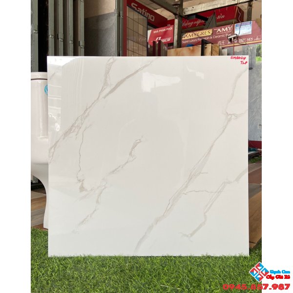 Gạch siêu bóng kính 60x60 trắng mây