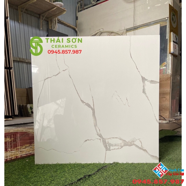Gạch lát nền đá bóng kiếng 60x60 vân trắng mây