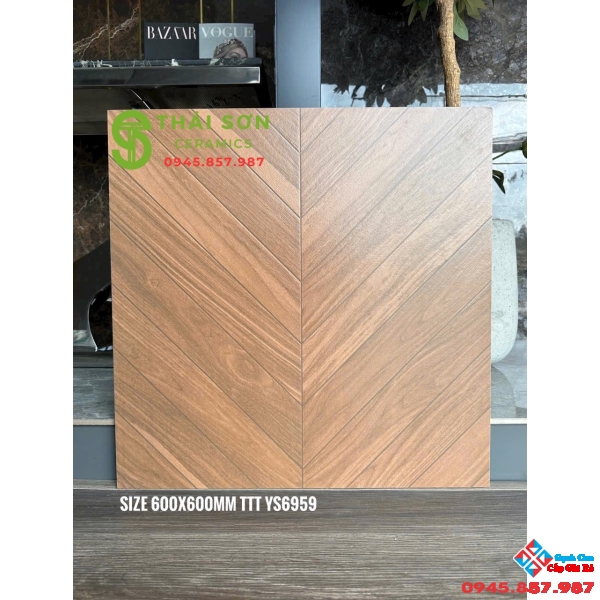 Gạch vân gỗ xương cá 60x60 matt mờ trung quốc