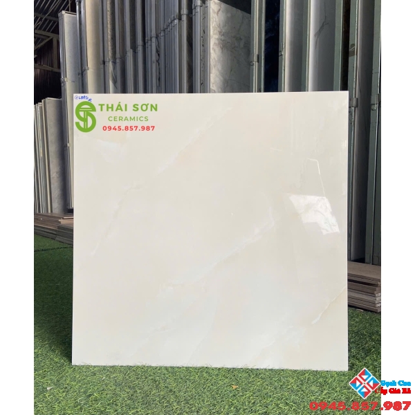 Gạch vitto hoàn mỹ 60x60 bóng kiếng lát nền màu kem vàng 