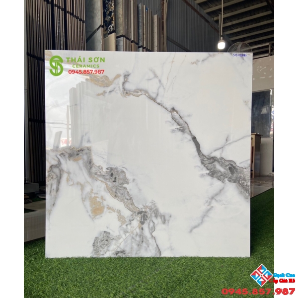 Gạch bóng kính khắc kim vàng 80x80 cao cấp mới nhất