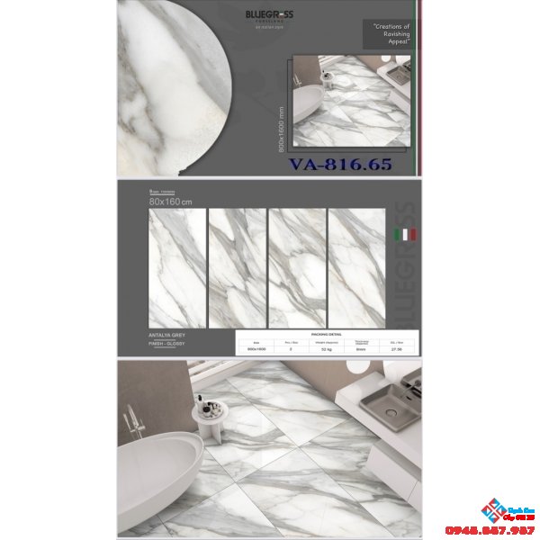 Gạch lót sàn phòng khách 80x160 bóng kính nhập khẩu