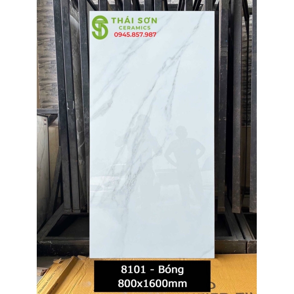 Gạch ốp tường 80x160 trắng vân bóng kiếng