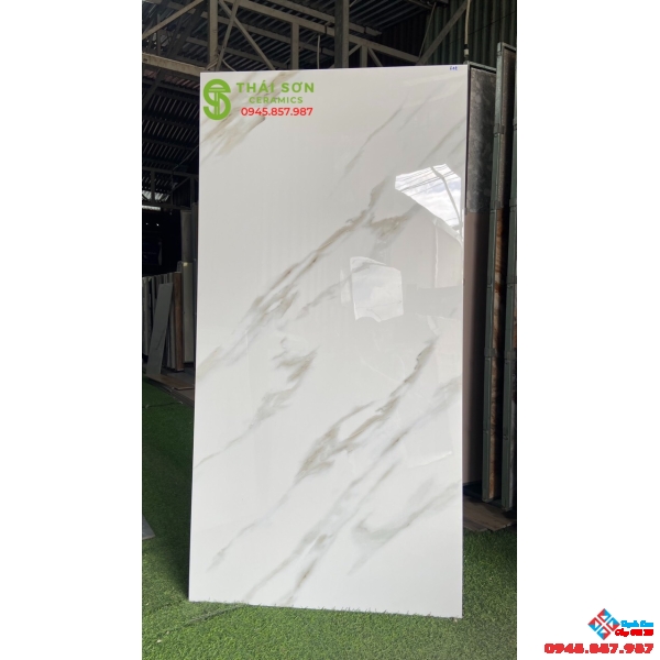 Gạch bóng kiếng vân đá trắng 80x160 ấn độ