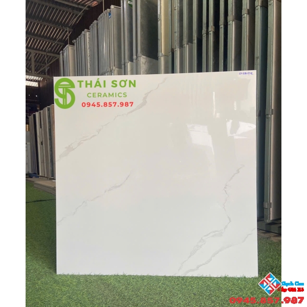 Gạch TTC 80x80 bóng kiếng lát nền trắng vân mây 