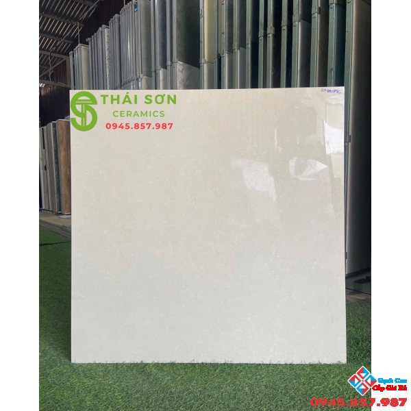 Gạch TTC 80x80 bóng kiếng lát nền màu kem vàng giá rẻ