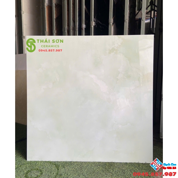 Gạch bóng kiếng fushita 80x80 lát nền màu xanh nhẹ
