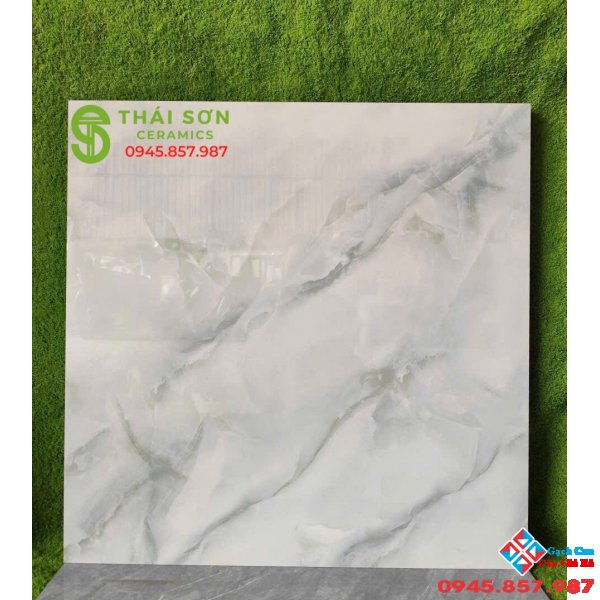Gạch hà thanh 80x80 bóng kiếng lát nền vân đá xanh 